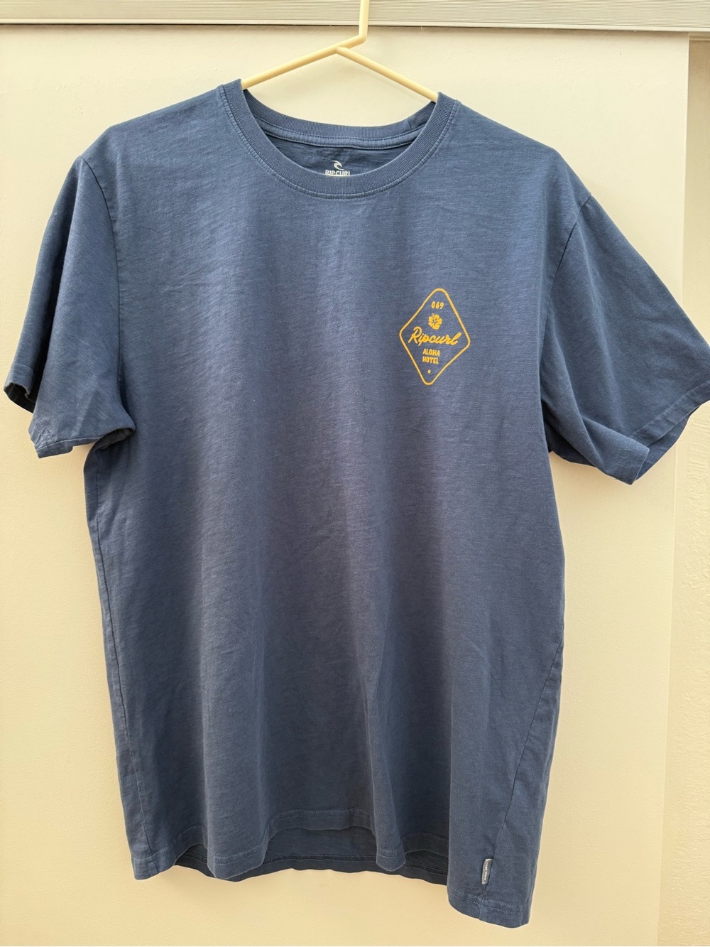 Rip Curl Navy Short Sleeve Tee with Yellow Chest Logo